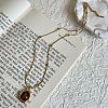 304 Stainless Steel Pave Natural Tiger Eye Pendant Necklaces FS-WG29919-01-1