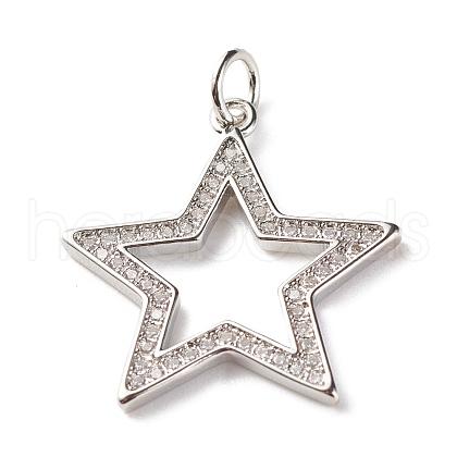 Brass Micro Pave Clear Cubic Zirconia Pendants ZIRC-P094-03P-RS-1