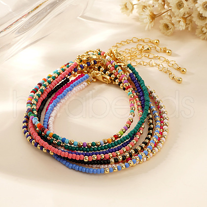 8Pcs 8 Colors Bohemian Style Glass Seed Beaded Bracelets for Women JN3758-1