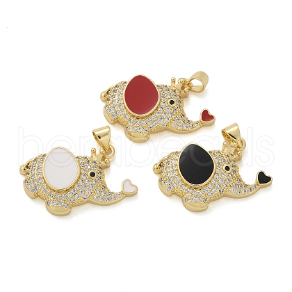 Elephant Brass Micro Pave Cubic Zirconia and Enamel Pendants KK-M319-05G-1