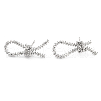 Knot Brass Stud Earrings for Women EJEW-S216-04B-P-1