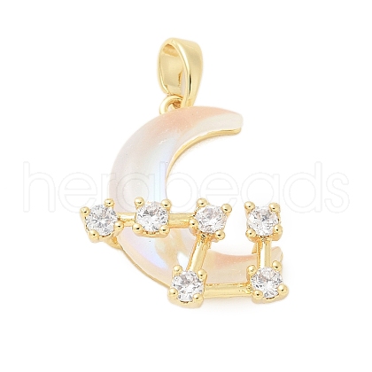 Brass Micro Pave Cubic Zirconia Pendants KK-S507-08A-G-1