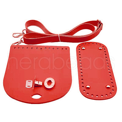 Handmade PU Leather Crochet Shoulder Bag Accessories Kits PW-WG3C495-08-1