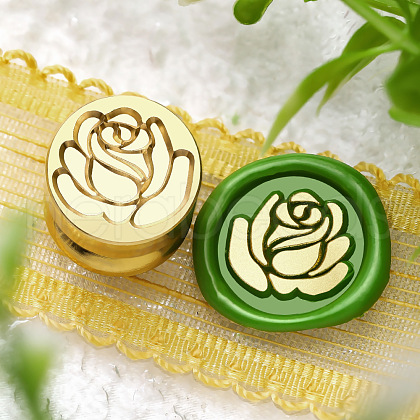 Golden Tone Round Wax Seal Brass Stamp Heads AJEW-M040-01G-H-1