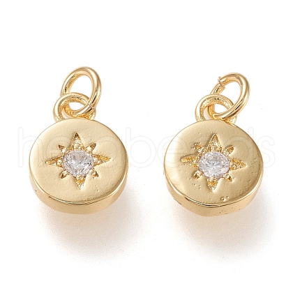 Brass Micro Pave Clear Cubic Zirconia Charms ZIRC-K086-06G-1