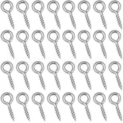 Beebeecraft 400Pcs 304 Stainless Steel Screw Eye Pin Peg Bails STAS-BBC0005-10-1