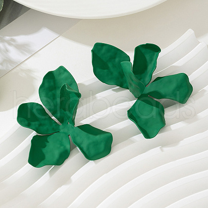 Flower Spray Painted Alloy Stud Earrings FS-WG7186F-02-1