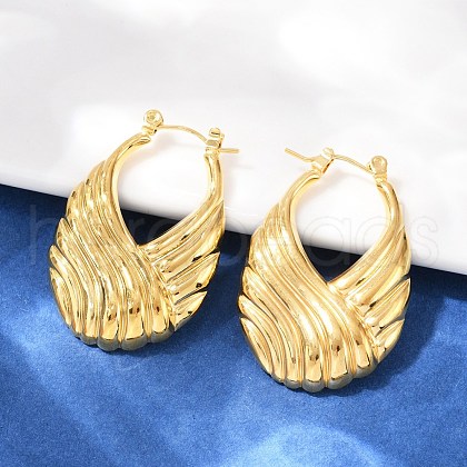 304 Stainless Steel Stripe Hoop Earrings EJEW-S265-11G-1
