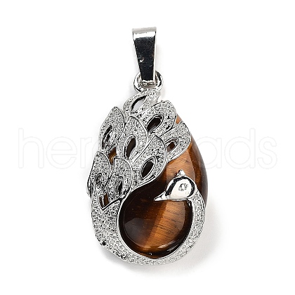 Natural Tiger Eye Teardrop Pendants G-G112-03P-02-1