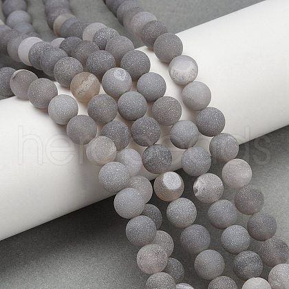 Natural Druzy Agate Beads Strands G-NH0024-A02-8mm-1