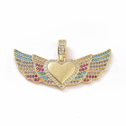 Brass Micro Pave Clear Cubic Zirconia Pendants ZIRC-F135-08G-1