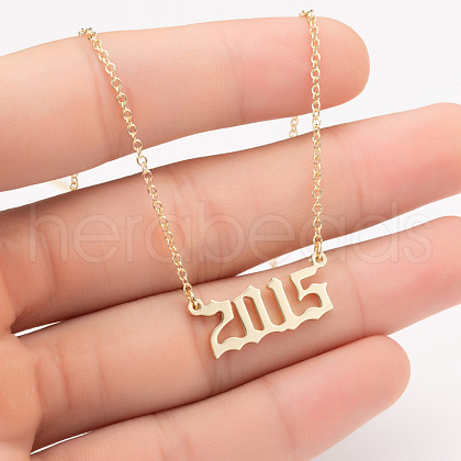 2015 Birth Year Number 201 Stainless Steel Pendant Cable Chain Necklaces FS-WGB5F08-58-1