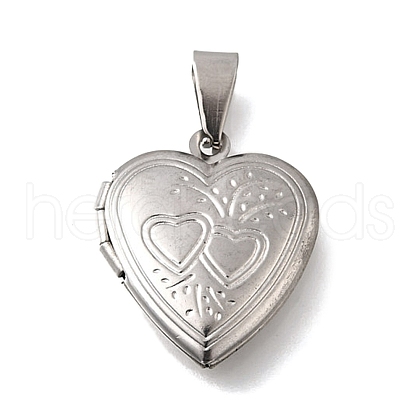 316 Stainless Steel Locket Pendants STAS-C123-02B-P-1