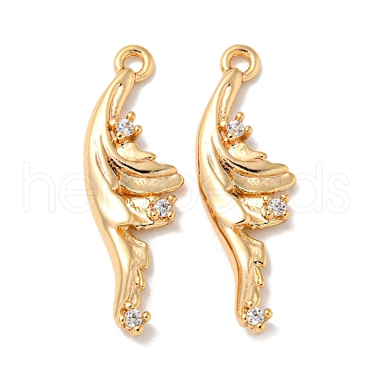 Brass Micro Pave Clear Cubic Zirconia Pendants KK-K378-18G-1