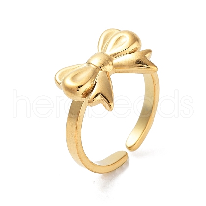 304 Stainless Steel Open Cuff Rings for Women RJEW-Z044-01G-06-1