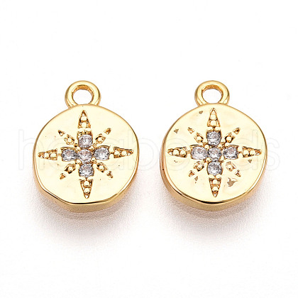 Brass Micro Pave Cubic Zirconia Charms KK-N261-77G-1