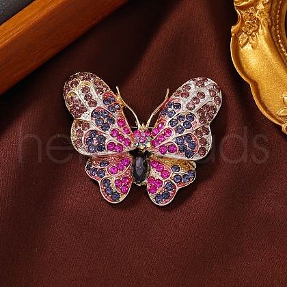 Butterfly Alloy Rhinestone Brooches PW-WGC53F0-03-1