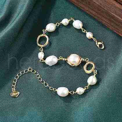 Mother's Day Jewellery Pearl Beaded Bracelets BJEW-P350-02G-1