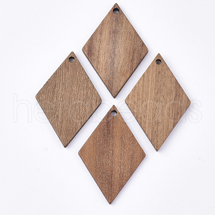 Undyed Walnut Wood Pendants WOOD-T023-06-1