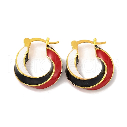 Brass & Enamel Twist Hoop Earrings for Women EJEW-U015-16A-G-1
