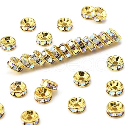 Brass Rhinestone Spacer Beads RB-A014-Z6mm-28G-1
