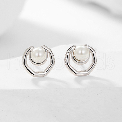 S925 Sterling Silver Round Stud Earrings NN9248-2-1