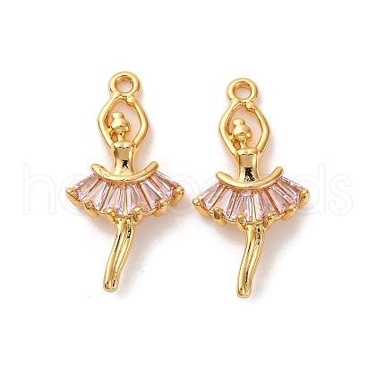 Brass Micro Pave Cubic Zirconia Pendants KK-K382-26G-01-1