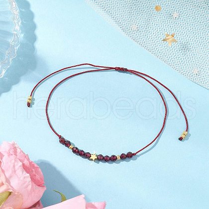 Natural Round Garnet Beads Braided Bead Bracelets for Women BJEW-JB11655-05-1