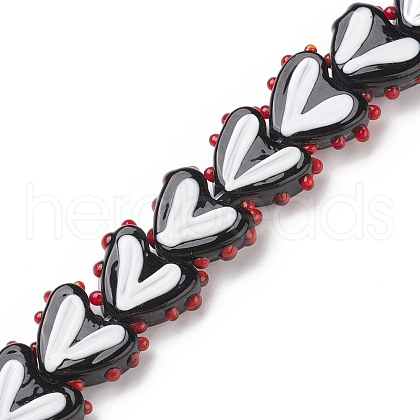 Heart Handmade Lampwork Beads Strands LAMP-G150-01I-1