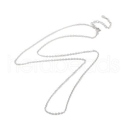 Anti-Tarnish Rhodium Plated 925 Sterling Silver Flat Cable Chain Necklace NJEW-A011-01A-P-1