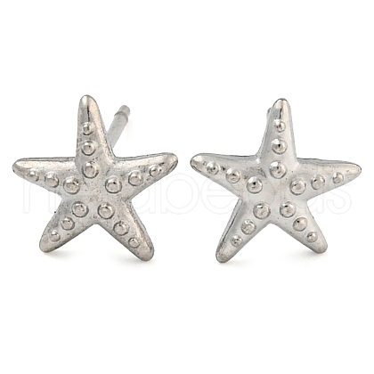 Non-Tarnish Starfish 304 Stainless Steel Ear Studs for Women EJEW-P291-02P-1