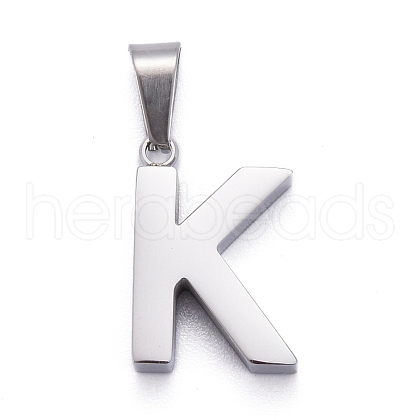 Non-Tarnish 304 Stainless Steel Letter Pendants X-STAS-H127-K-P-1