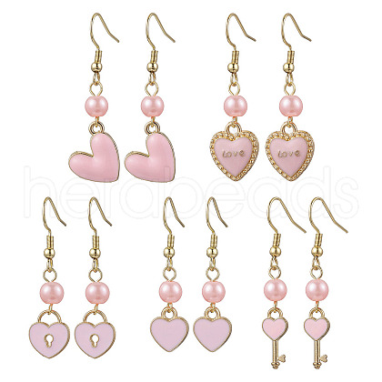 Alloy Enamel Heart Dangle Earrings EJEW-JE06272-01-1