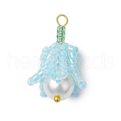 Seed Beads Beaded Charms PALLOY-MZ00363-02-1