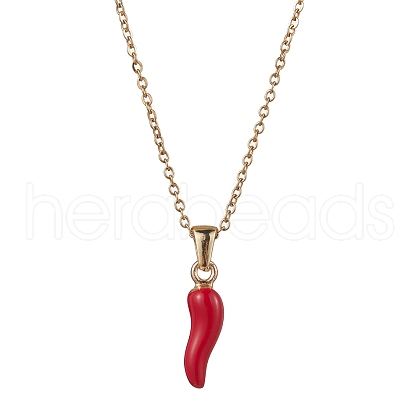 Alloy Enamel Italian Horn Pendant Necklaces NJEW-JN04728-1