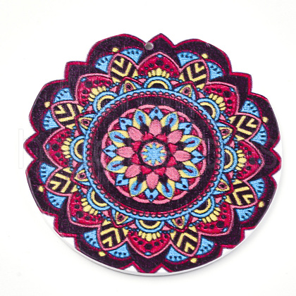  Printed Wooden Big Pendants WOOD-S042-14-1