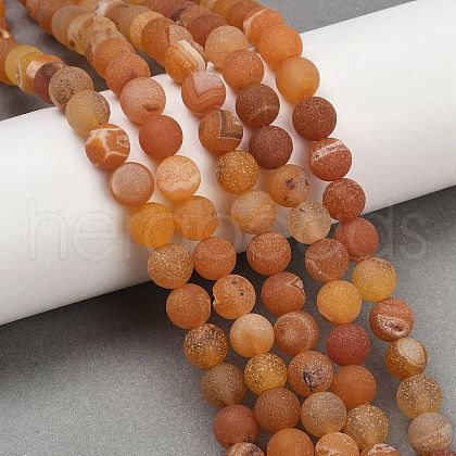 Natural Druzy Agate Beads Strands G-NH0024-A07-8mm-1