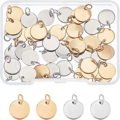 SUPERFINDINGS 40Pcs 2 Color Ion Plating(IP) 304 Stainless Steel Charms STAS-FH0001-54-1