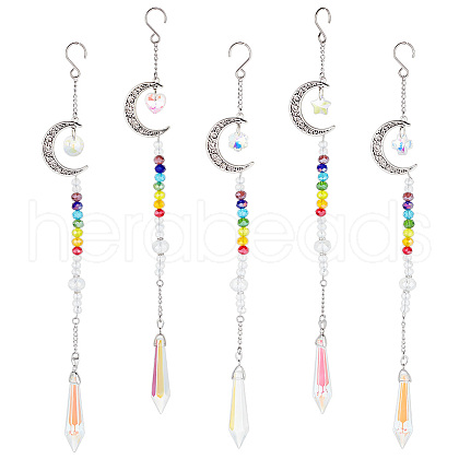 AHADERMAKER 1 Set Alloy Moon Pendant Decorations HJEW-GA0001-36-1