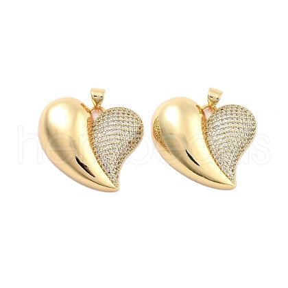 Brass Pave Clear Cubic Zirconia Pendants KK-U009-05A-G-1