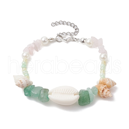 Natural Rose Quartz & Green Aventurine Beaded Bracelets BJEW-JB10508-1