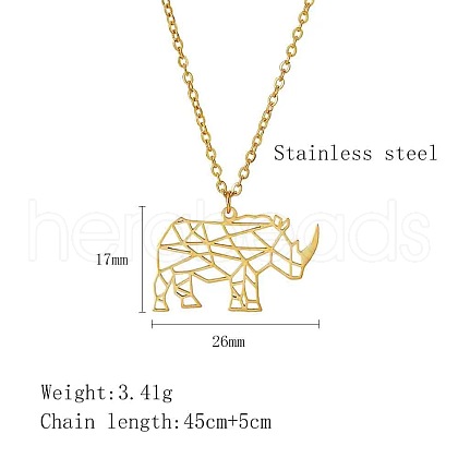 Stainless Steel Geometric Artistic Hollow Animal Pendant Necklaces JK0174-5-1