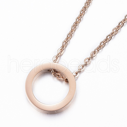 304 Stainless Steel Pendant Necklaces X-NJEW-H458-01RG-1