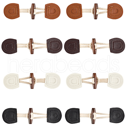 DELORIGIN 8 Pairs 4 Colors Wood & Cotton Rope Buttons DIY-DR0001-80-1