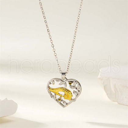 Mom Daughter Hand in Hand Family Heart Alloy Pendant Necklaces FS-WG2DA38-03-1