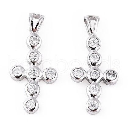 Rhodium Plated 925 Sterling Silver Pave Clear Cubic Zirconia Pendants STER-T007-37P-1