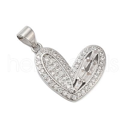 Rack Plating Brass & Clear Cubic Zirconia Pendants KK-S372-28P-1