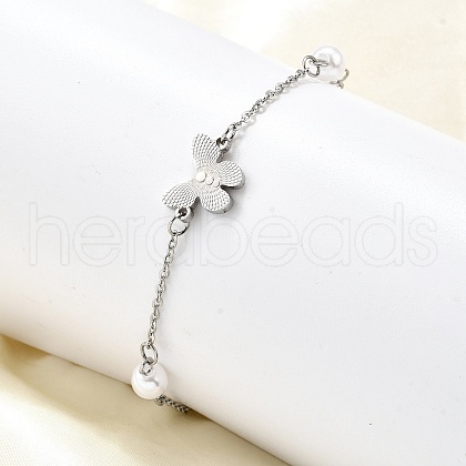304 Stainless Steel Butterfly Link Bracelets BJEW-C098-01B-P-1