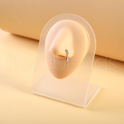 316L Surgical Stainless Steel Micro Pave Clear Cubic Zirconia L-Shaped Nose Rings WGEAB3E-09-1