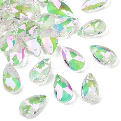 Faceted Teardrop Glass Pendants GLAA-O008-A25-1